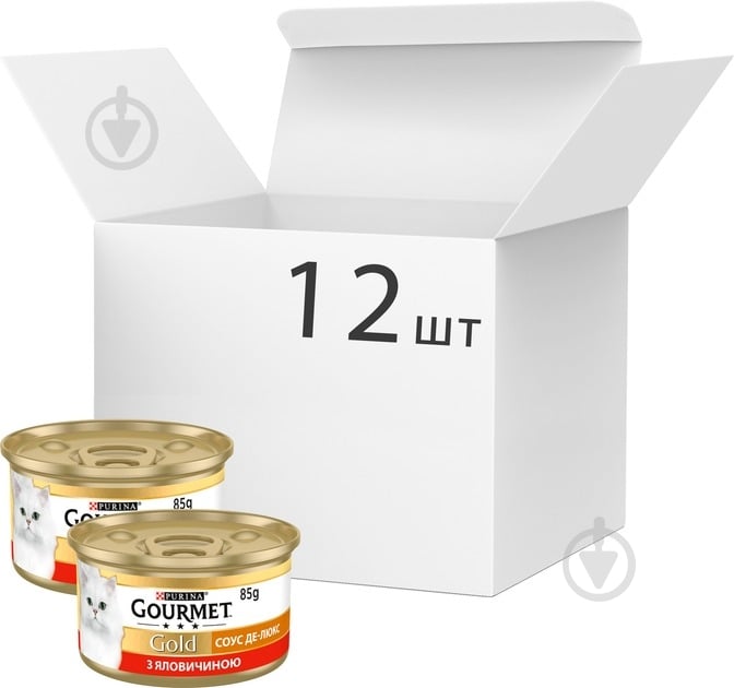 Консерва для котів Gourmet by Purina Gold соус Де-Люкс з яловичиною 12 шт. 85 г - фото 1