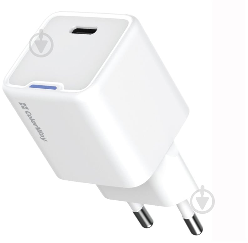 Сетевое зарядное устройство ColorWay GaN Mini 30W PD USB-C white - фото 1