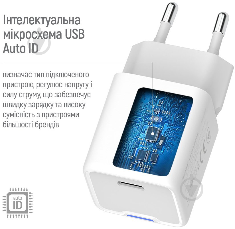 Сетевое зарядное устройство ColorWay GaN Mini 30W PD USB-C white - фото 9