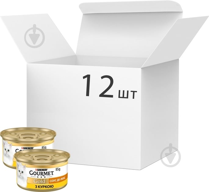 Консерва для котів Gourmet by Purina Gold Соус Де-Люкс з куркою 12 шт. 85 г - фото 1