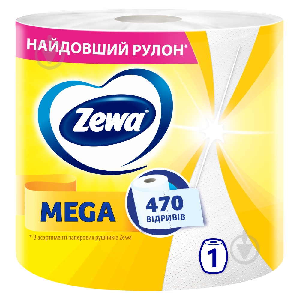 Бумажные полотенца Zewa Mega Roll 470 отрывов двухслойная 1 шт. - фото 1
