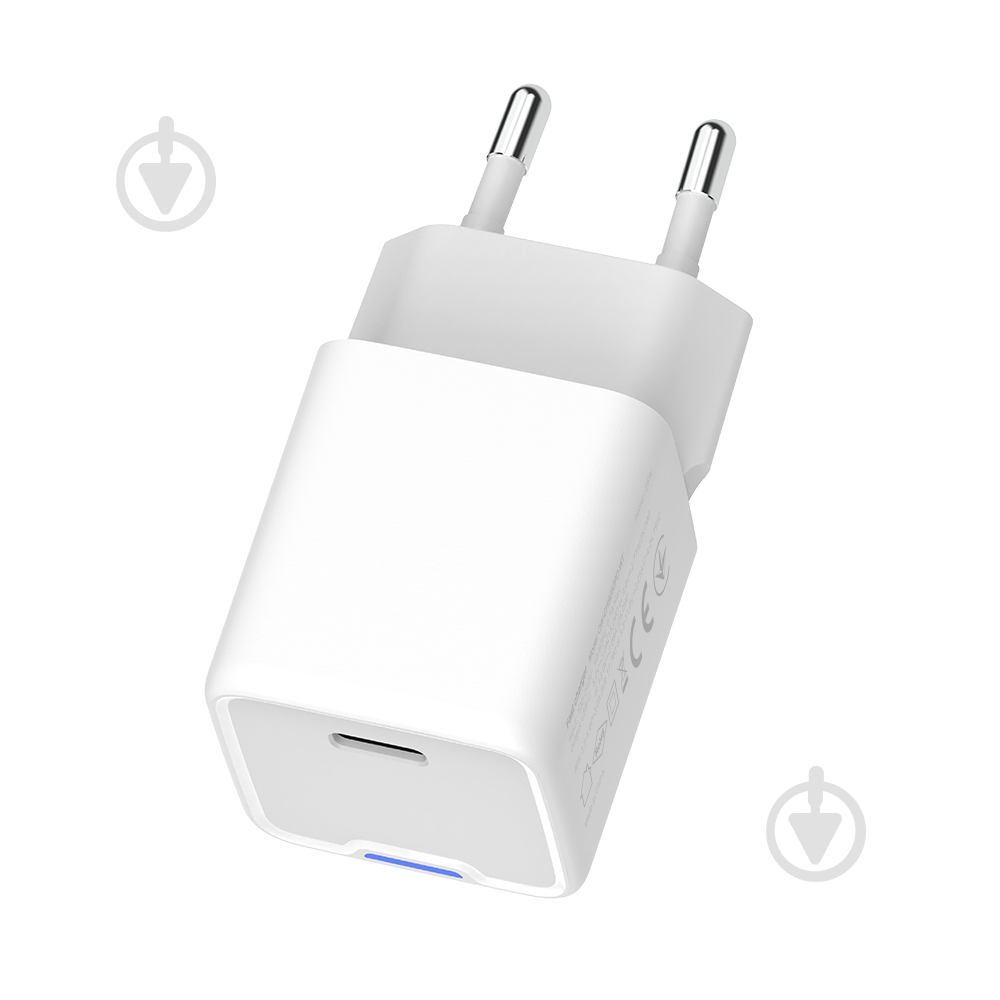 Зарядний пристрій універсальний ColorWay GaN Mini 20W PD Port PPS USB-C білий (CW-CHS059PD-WT) - фото 2 Зарядний пристрій універсальний ColorWay GaN Mini 20W PD Port PPS USB-C білий (CW-CHS059PD-WT) - фото 2