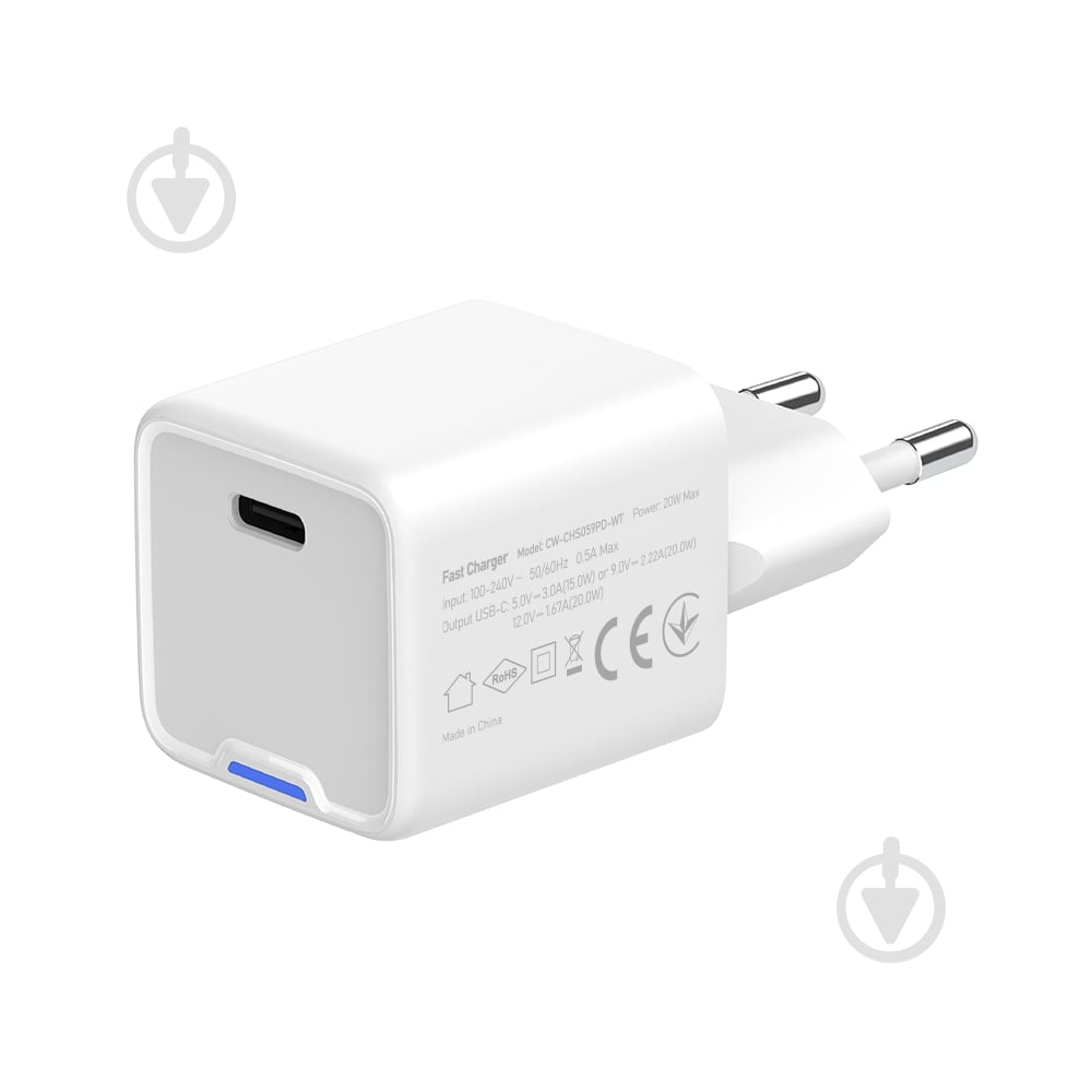 Зарядний пристрій універсальний ColorWay GaN Mini 20W PD Port PPS USB-C білий (CW-CHS059PD-WT) - фото 4 Зарядний пристрій універсальний ColorWay GaN Mini 20W PD Port PPS USB-C білий (CW-CHS059PD-WT) - фото 4