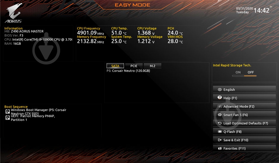 Материнская плата Gigabyte Z490 AORUS PRO AX (Socket 1200, Intel Z490, ATX) - фото 12