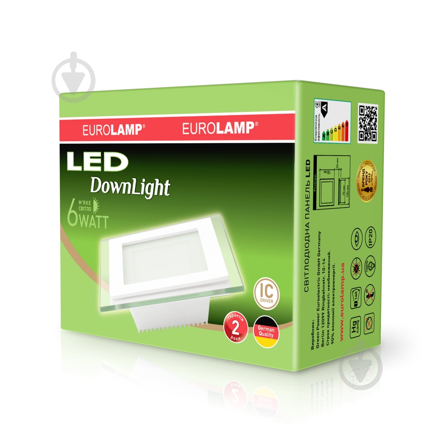 Светильник светодиодный Eurolamp Glass Downlight квадратный 6 Вт 3000 К белый - фото 2 Светильник светодиодный Eurolamp Glass Downlight квадратный 6 Вт 3000 К белый - фото 2