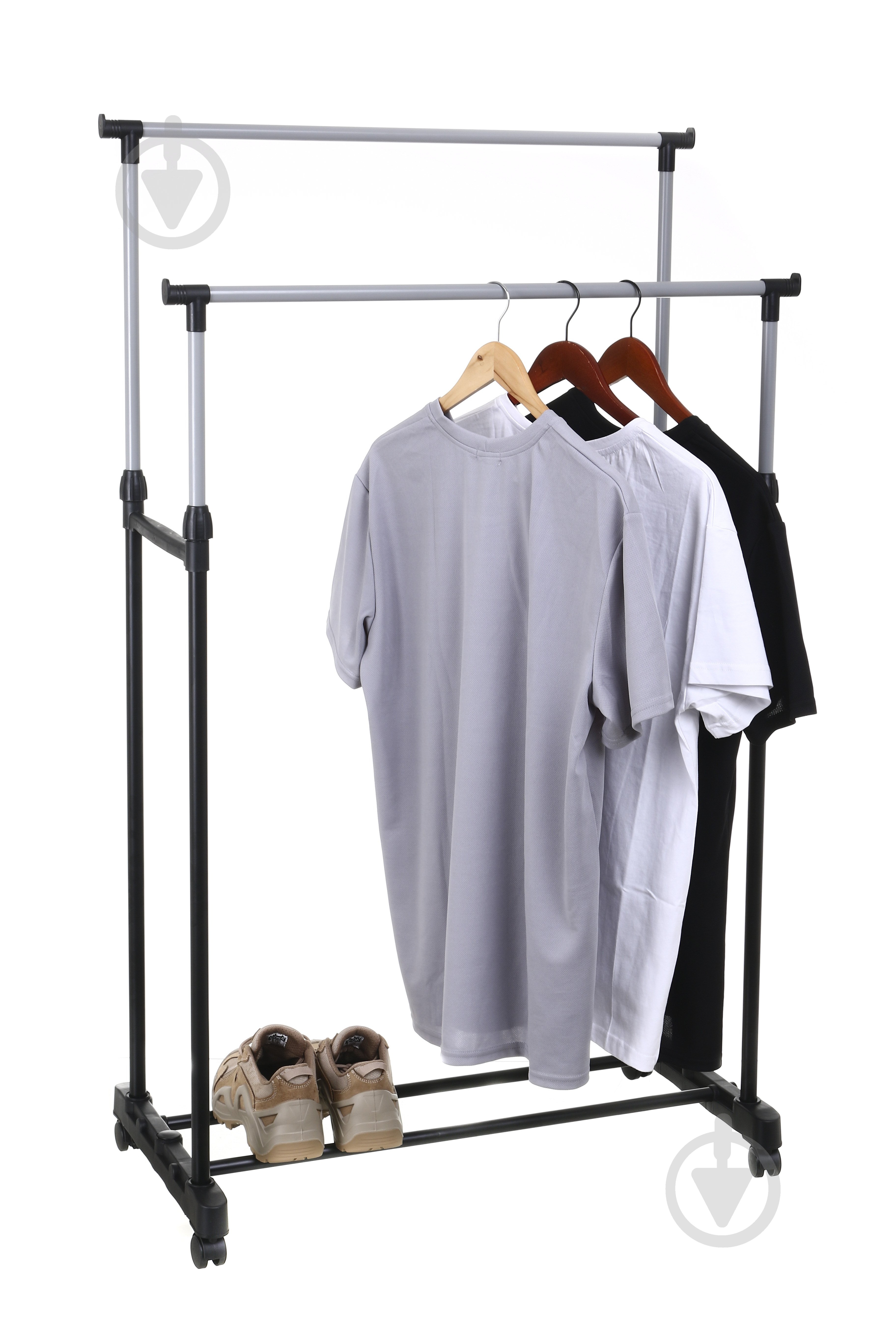 Держатель для одежды UNION HOME 800x420x950 (1650) мм двойной передвижной на колесах черный - фото 5
