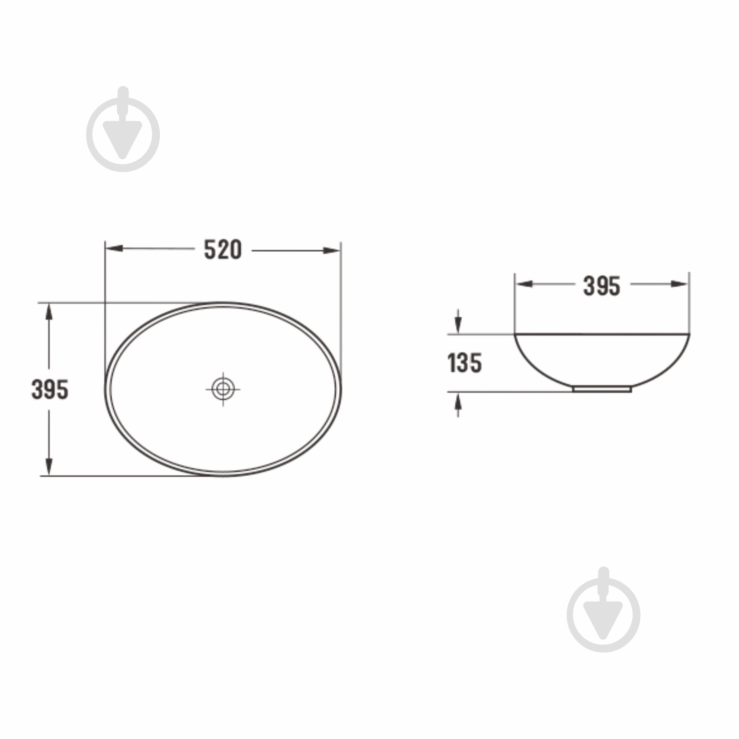 Умывальник-чаша VOLLE PIEDRA, 52*39,5*13,5 см, світлий мармур - фото 2 Умывальник-чаша VOLLE PIEDRA, 52*39,5*13,5 см, світлий мармур - фото 2