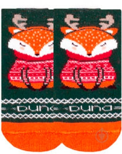 Шкарпетки дитячі для дівчаток Duna новорічні 4112 р.8-10 темно-зелений - фото 1