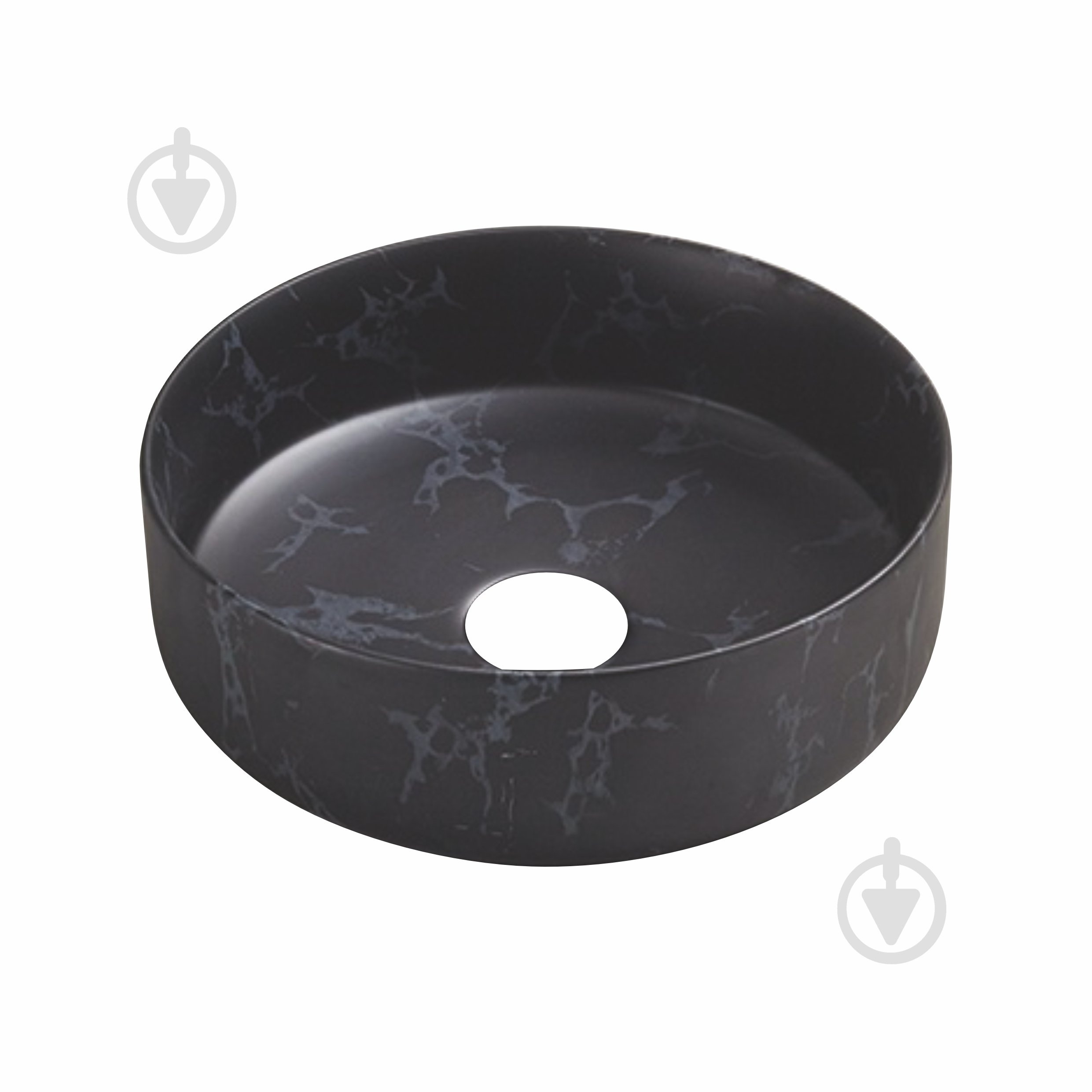 Умывальник-чаша VOLLE PIEDRA, 34,6*34,6*12см, темный мрамор - фото 1