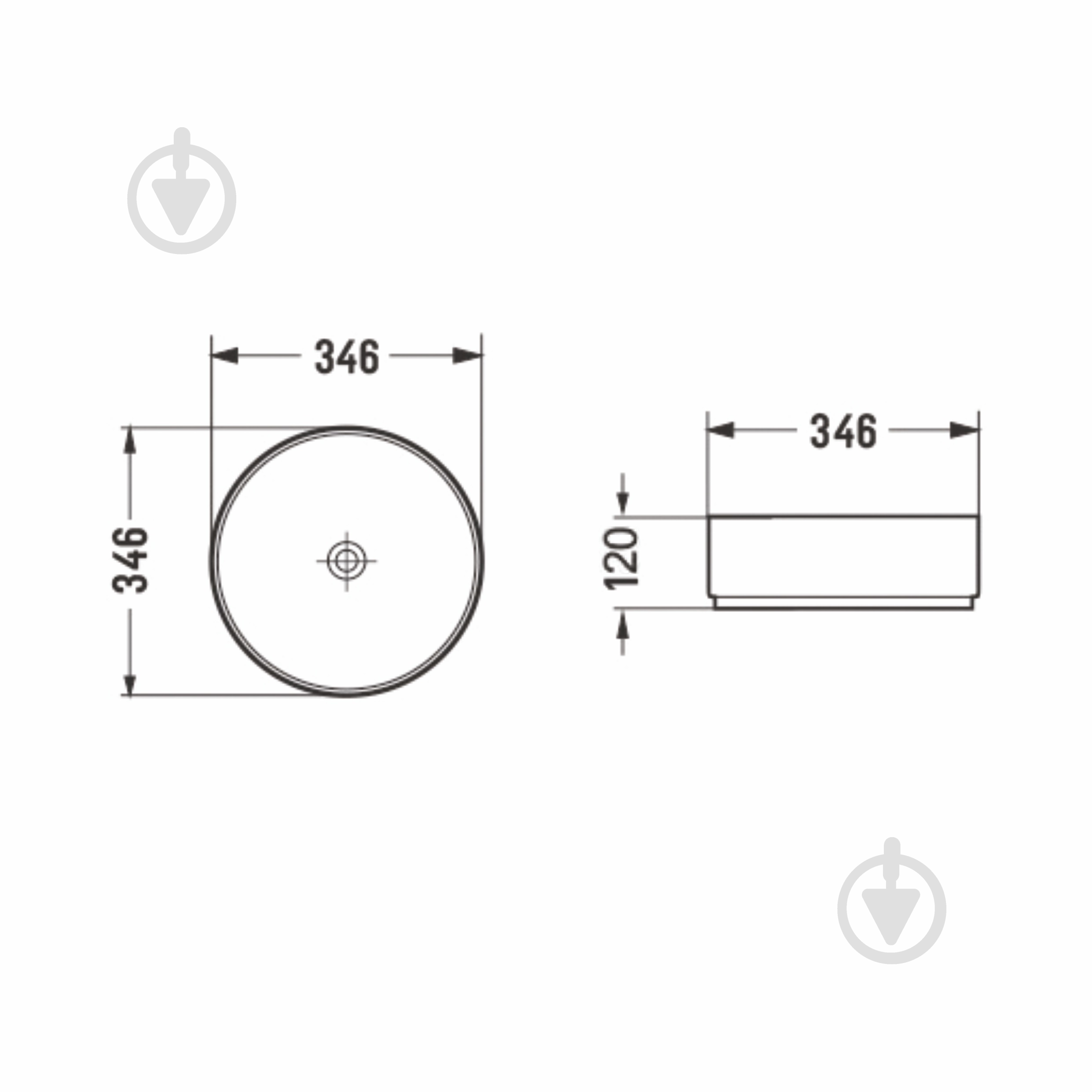 Умывальник-чаша VOLLE PIEDRA, 34,6*34,6*12см, темный мрамор - фото 2