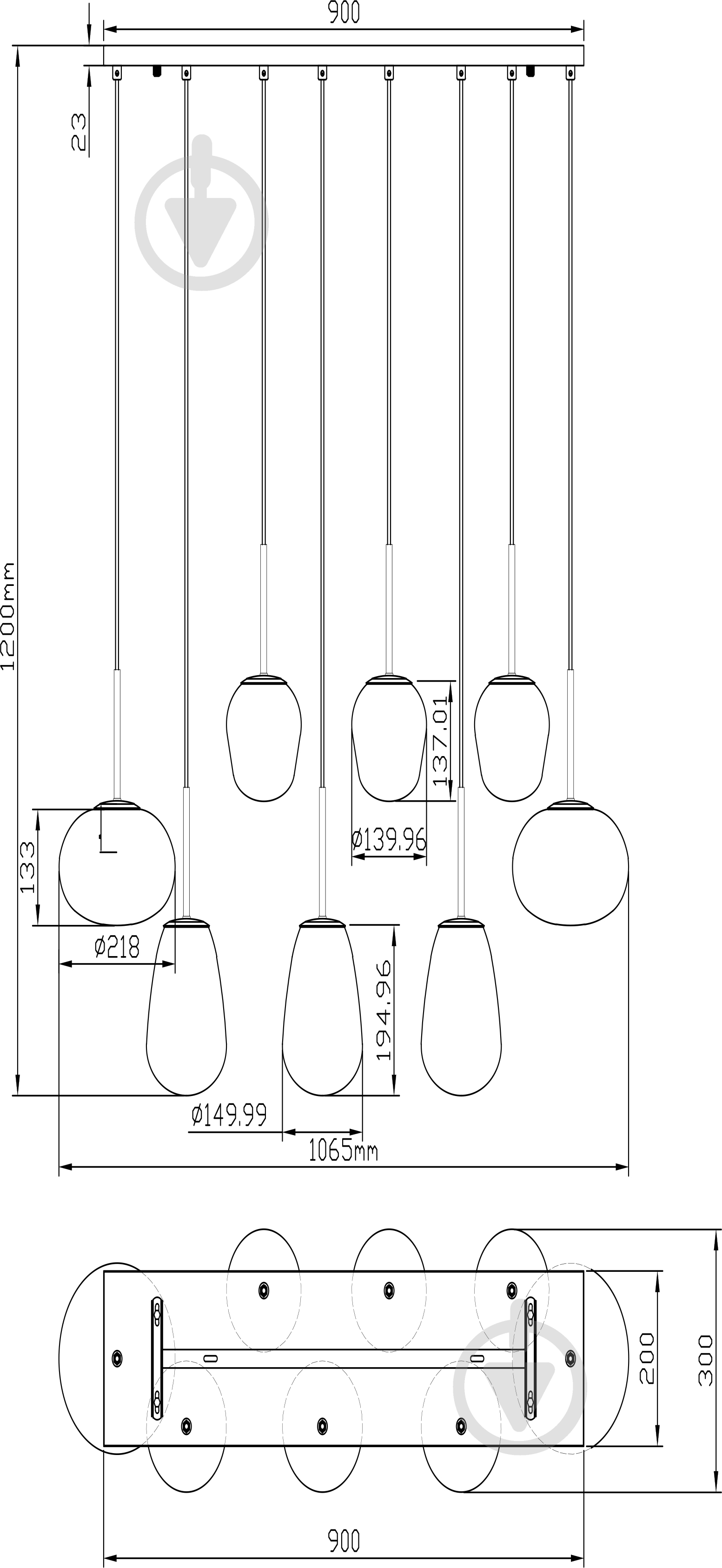Світильник підвісний Sensio Hollywood 8x40 Вт E14 чорний із бурштиновим ALB-P00360-AM-E - фото 2 Світильник підвісний Sensio Hollywood 8x40 Вт E14 чорний із бурштиновим ALB-P00360-AM-E - фото 2