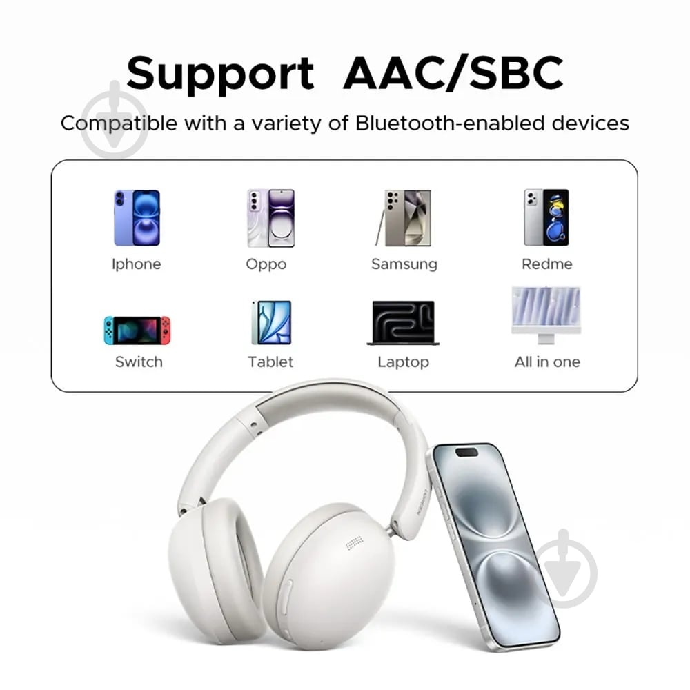 Bluetooth-гарнитура UGREEN HP205 Studio Max2 white (45017) - фото 4