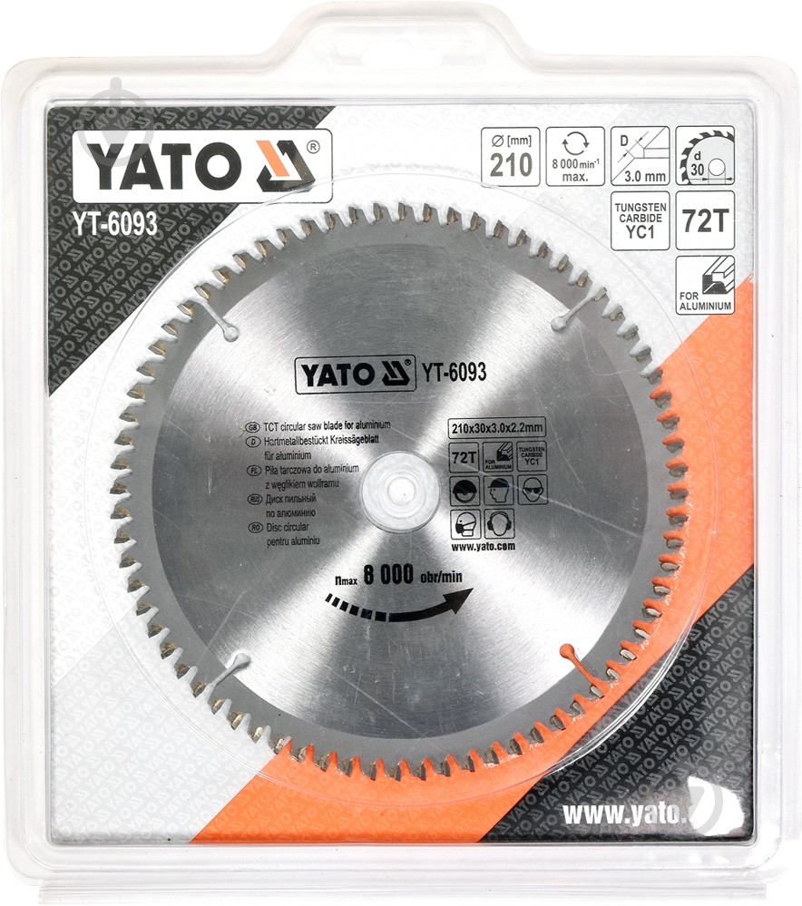 Пильный диск YATO 210x30x2.2 Z72 YT-6093 - фото 2