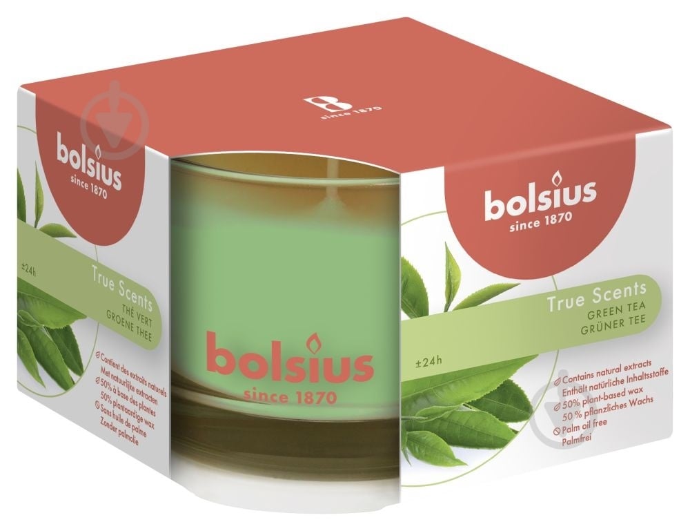 Свеча ароматическая Bolsius True scents 63/90 Зеленый чай - фото 1