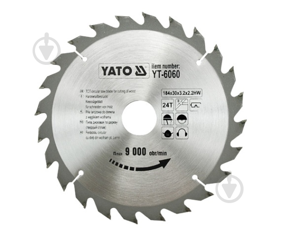 Пильный диск YATO 184x30x2.2 Z24 YT-6060 - фото 1
