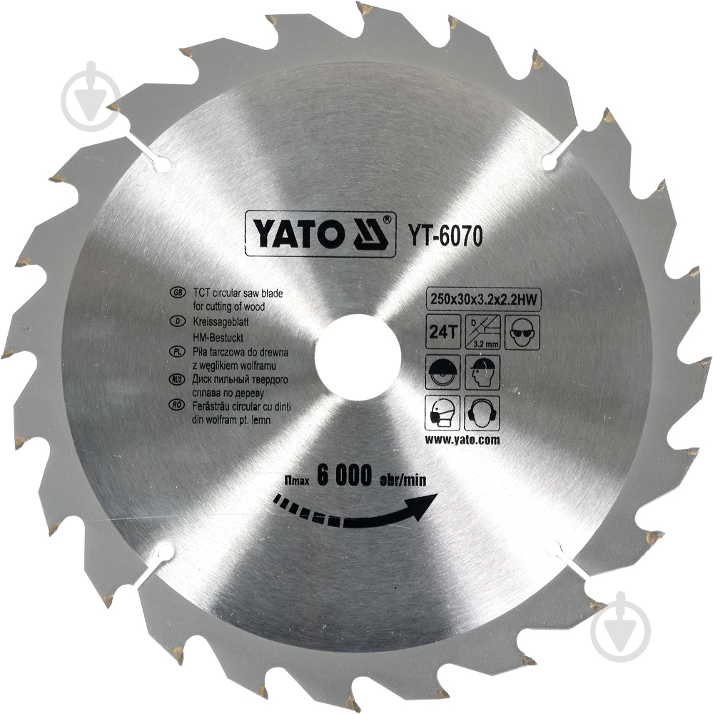 Пиляльний диск YATO 250x30x2.2 Z24 YT-6070 - фото 1