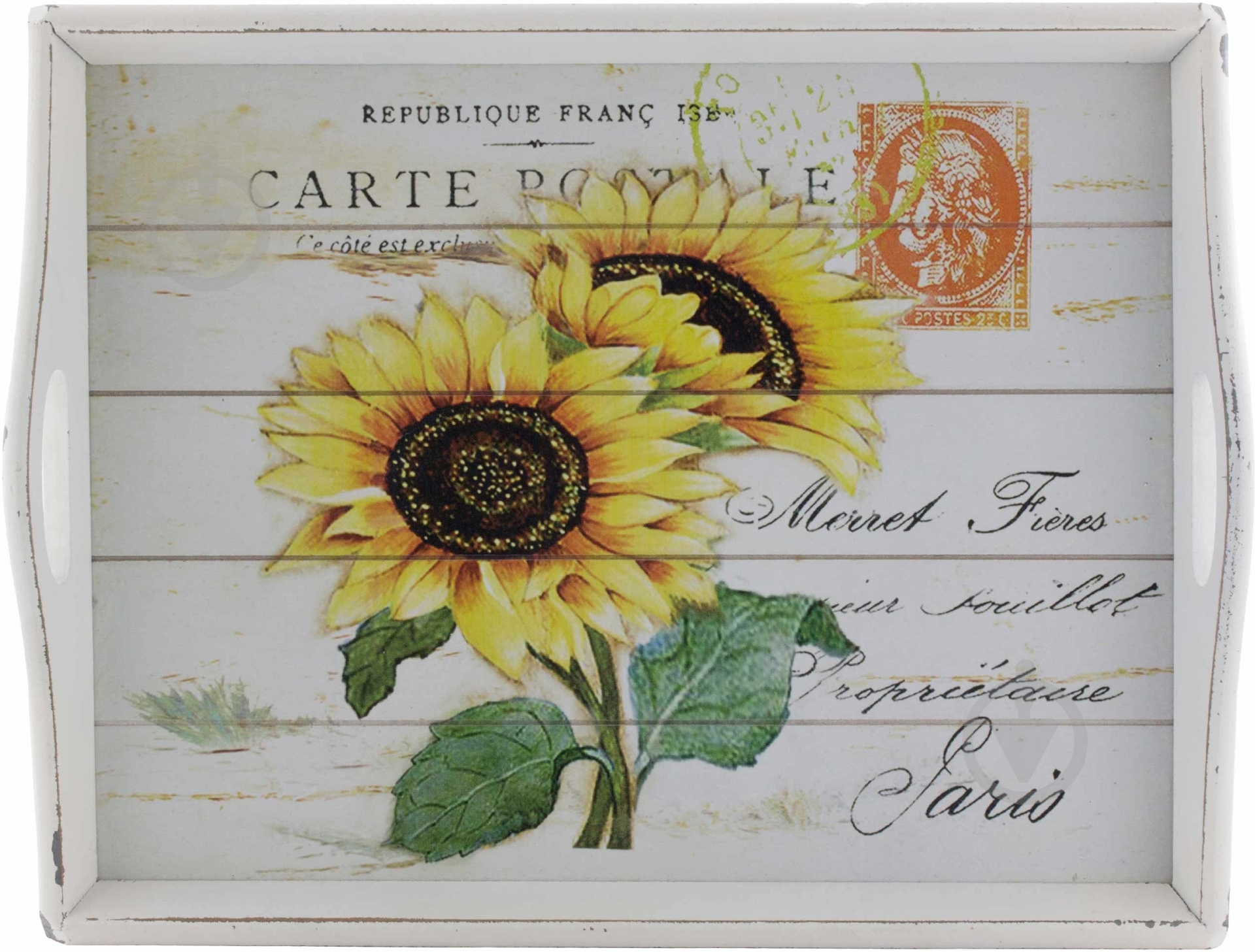 Поднос для завтрака Подсолнух 38x28x4 см QY82070A 2/S - фото 1