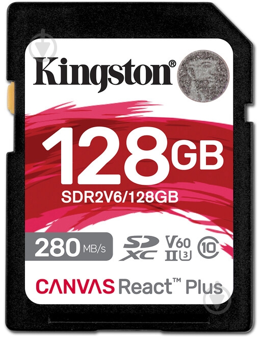 Карта памяти Kingston SDXC 128 ГБ UHS-II Class 3 (U3) (SDR2V6/128GB ) Canvas React Plus V60 - фото 1 Карта памяти Kingston SDXC 128 ГБ UHS-II Class 3 (U3) (SDR2V6/128GB ) Canvas React Plus V60 - фото 1