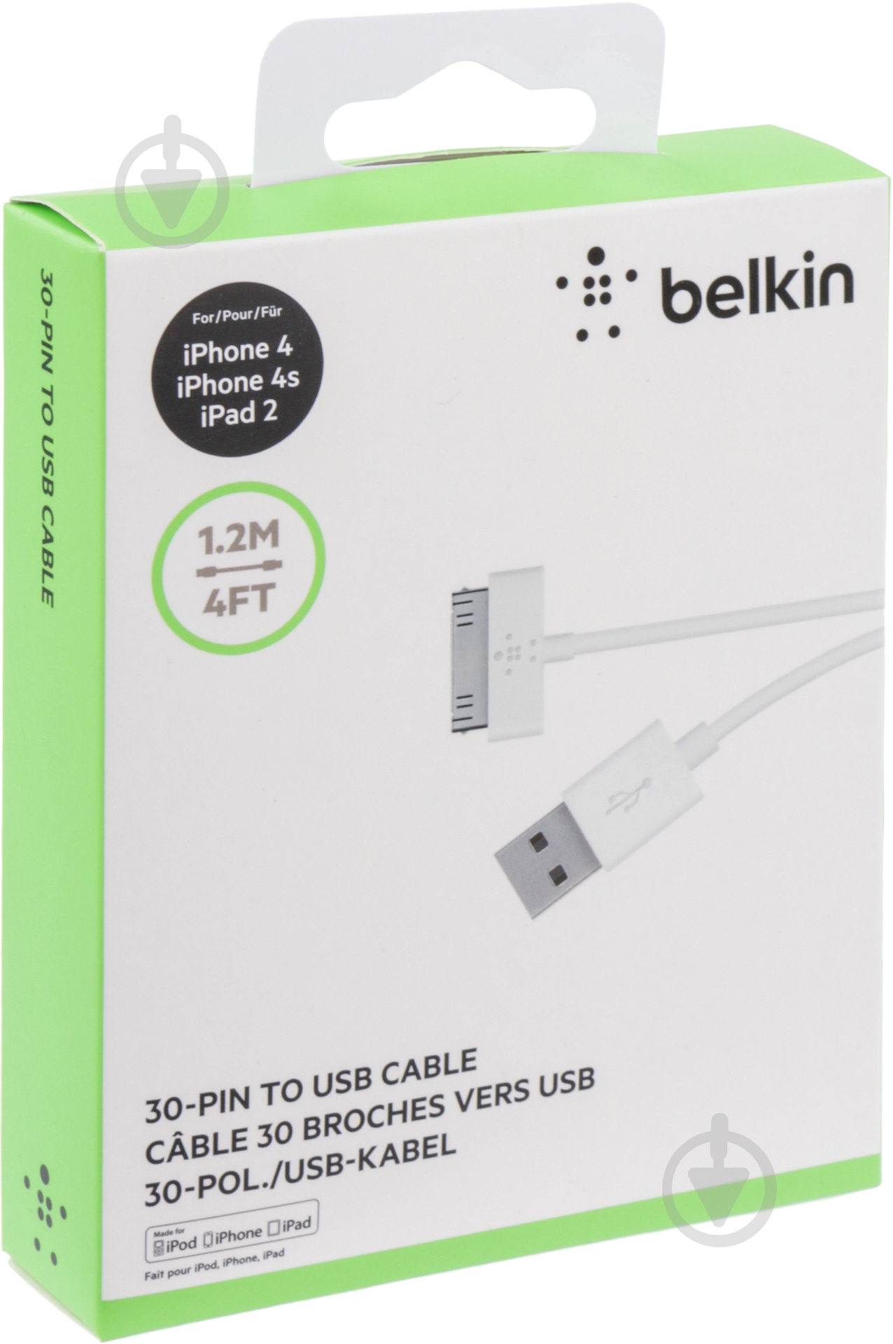 Кабель Belkin USB – Apple 30 pin 1,2 м (F8J043bt04-WHT) - фото 3 Кабель Belkin USB – Apple 30 pin 1,2 м (F8J043bt04-WHT) - фото 3