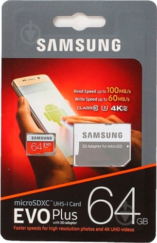 Карта пам'яті Samsung microSDXC 64 ГБ UHS Speed Class 1 (U1) (MB-MC64HA/RU) EVO Plus V2 - фото 8 Карта пам'яті Samsung microSDXC 64 ГБ UHS Speed Class 1 (U1) (MB-MC64HA/RU) EVO Plus V2 - фото 8