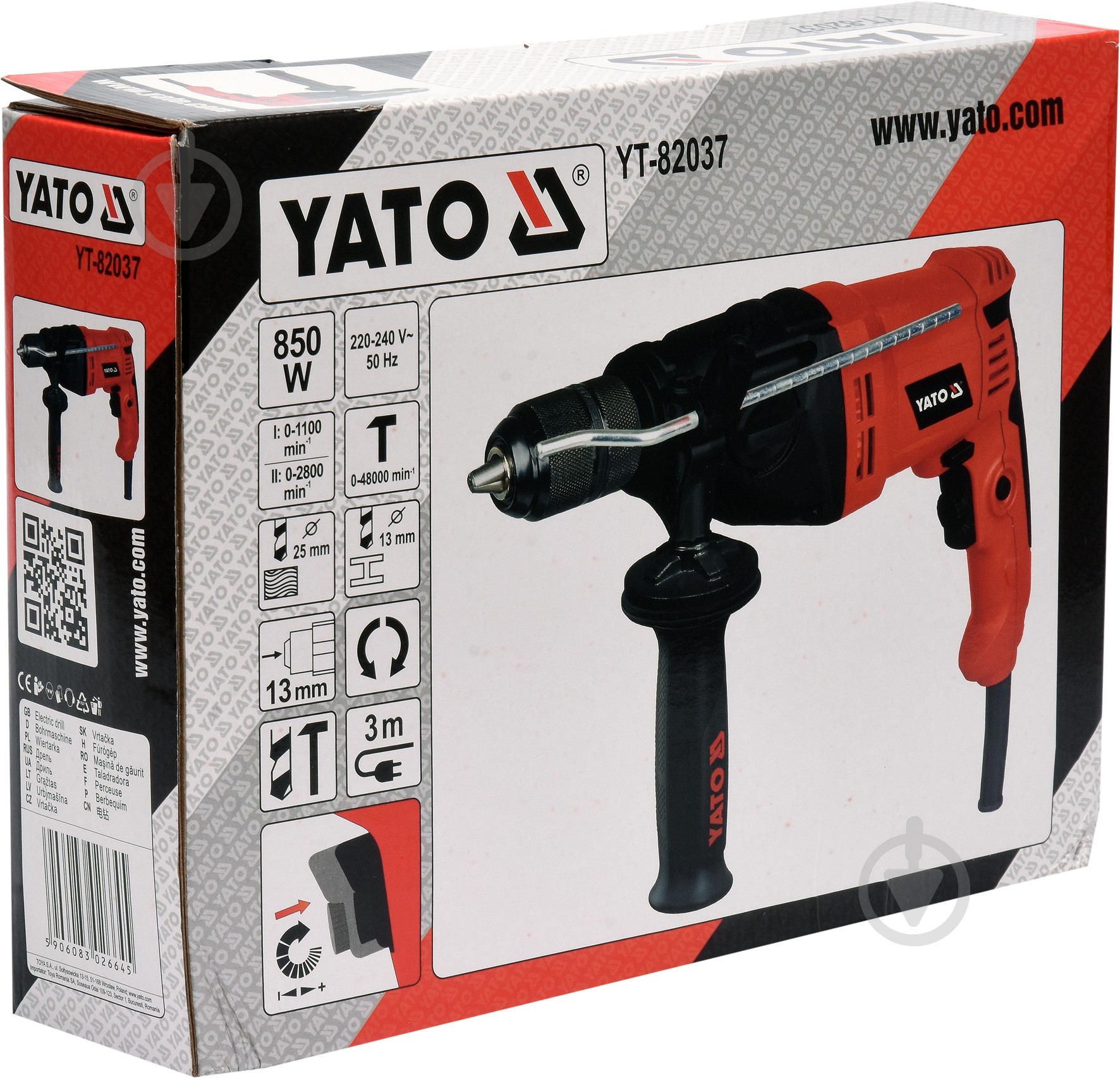 Дрель ударная YATO сетевая 850 Вт YT-82037 - фото 3