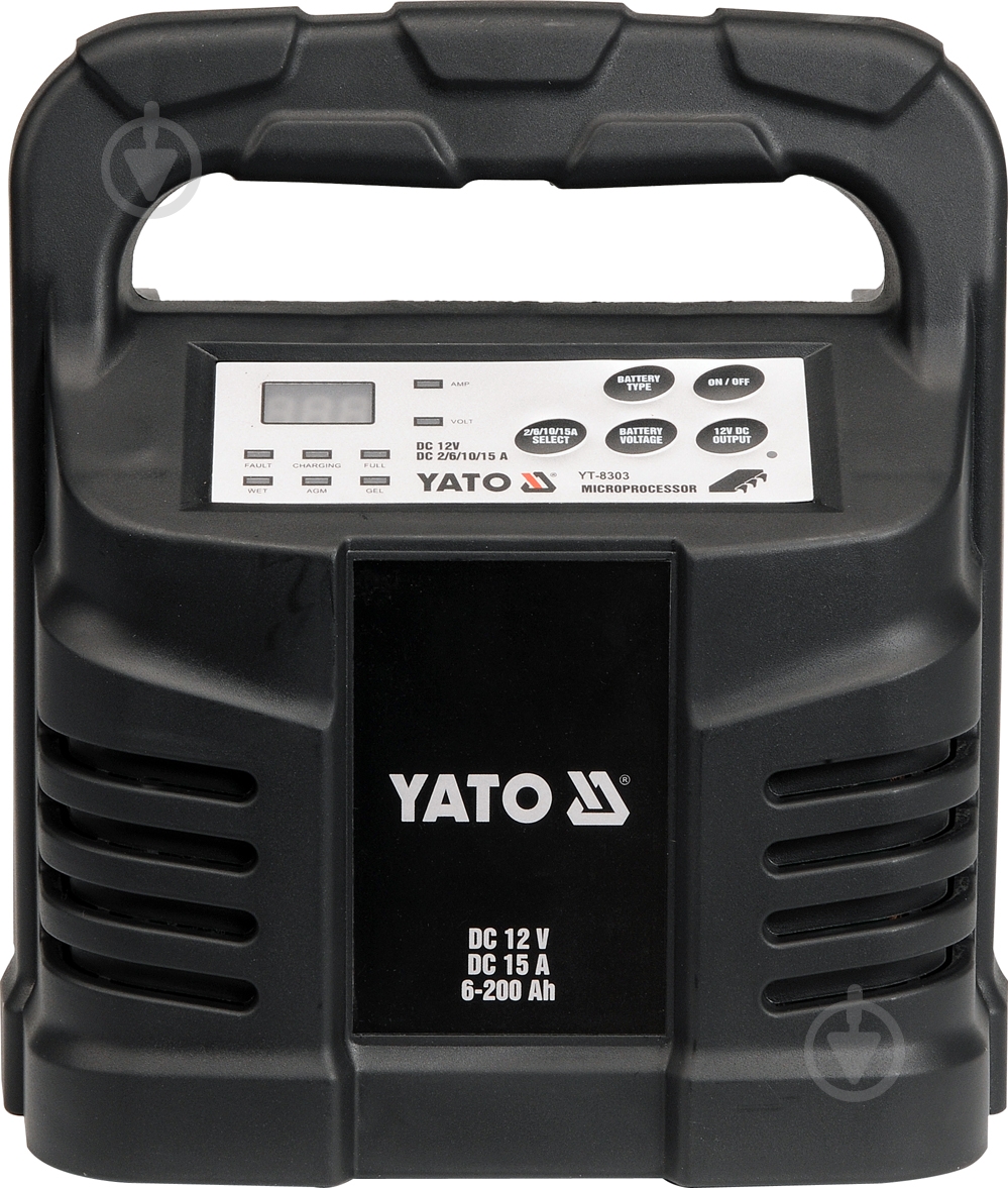 Зарядное устройство инверторное YATO 12V 2 А 200 А/год (YT-8303) - фото 1