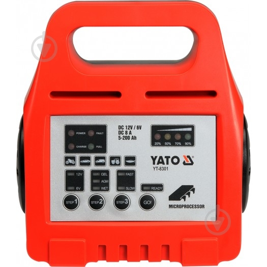 Зарядное устройство инверторное YATO 6/12V 8 А 200 А/год (YT-8301) - фото 1 Зарядное устройство инверторное YATO 6/12V 8 А 200 А/год (YT-8301) - фото 1