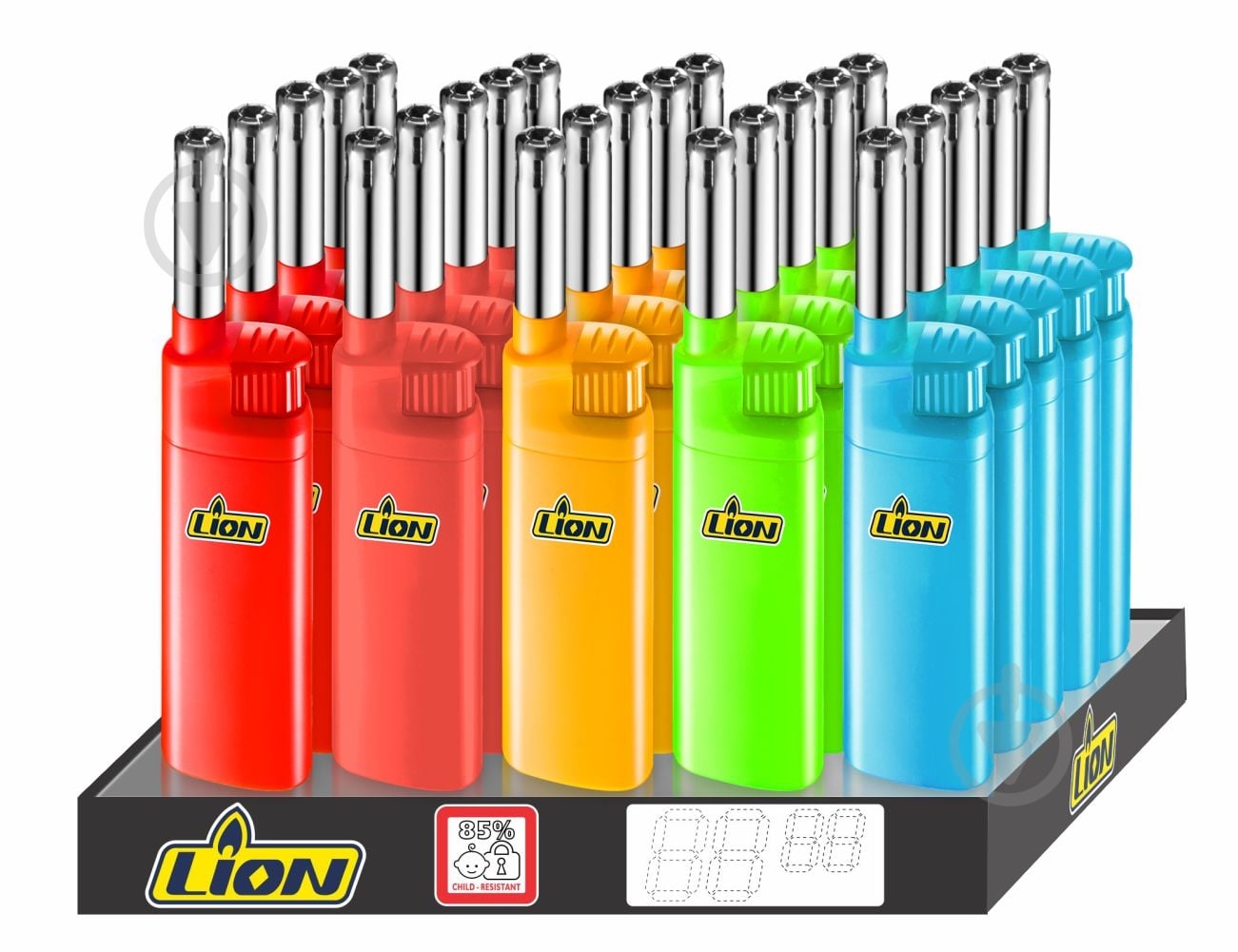 Зажигалка бытовая Lion. LP-8870 "Неон" (уп.25 шт.) - фото 1
