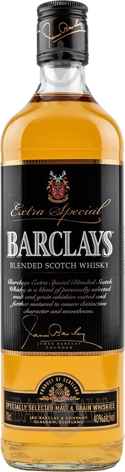 Віскі Barclays Blended 3 роки витримки 40% 0,5 л - фото 1 Віскі Barclays Blended 3 роки витримки 40% 0,5 л - фото 1