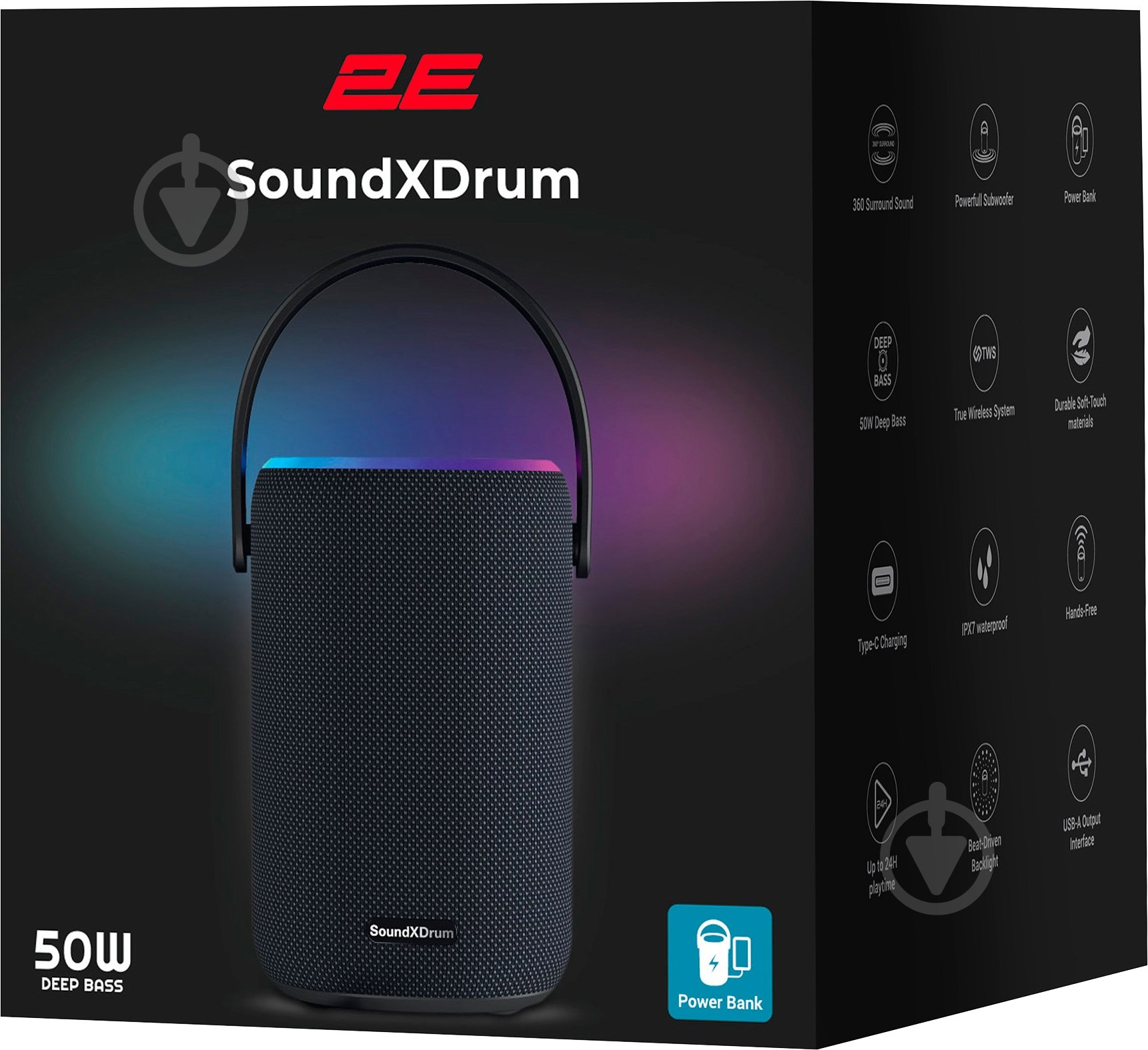 Акустична система 2E SoundXDrum TWS MP3 Wireless Waterproof black (2E-BSSXDWBK) - фото 7