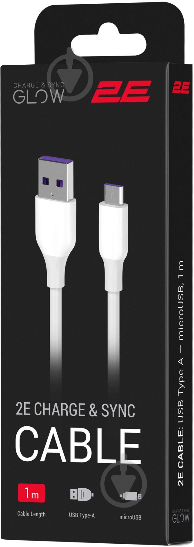 Кабель 2E USB — microUSB Glow 1 м белый (2E-CCAM-WH) - фото 4 Кабель 2E USB — microUSB Glow 1 м белый (2E-CCAM-WH) - фото 4