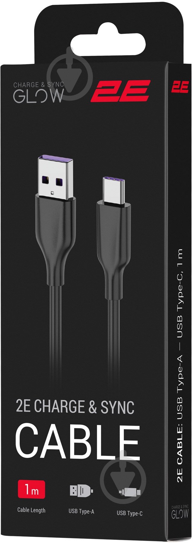 Кабель 2E USB — Type-C Glow 1 м черный (2E-CCAC-BL) - фото 4 Кабель 2E USB — Type-C Glow 1 м черный (2E-CCAC-BL) - фото 4