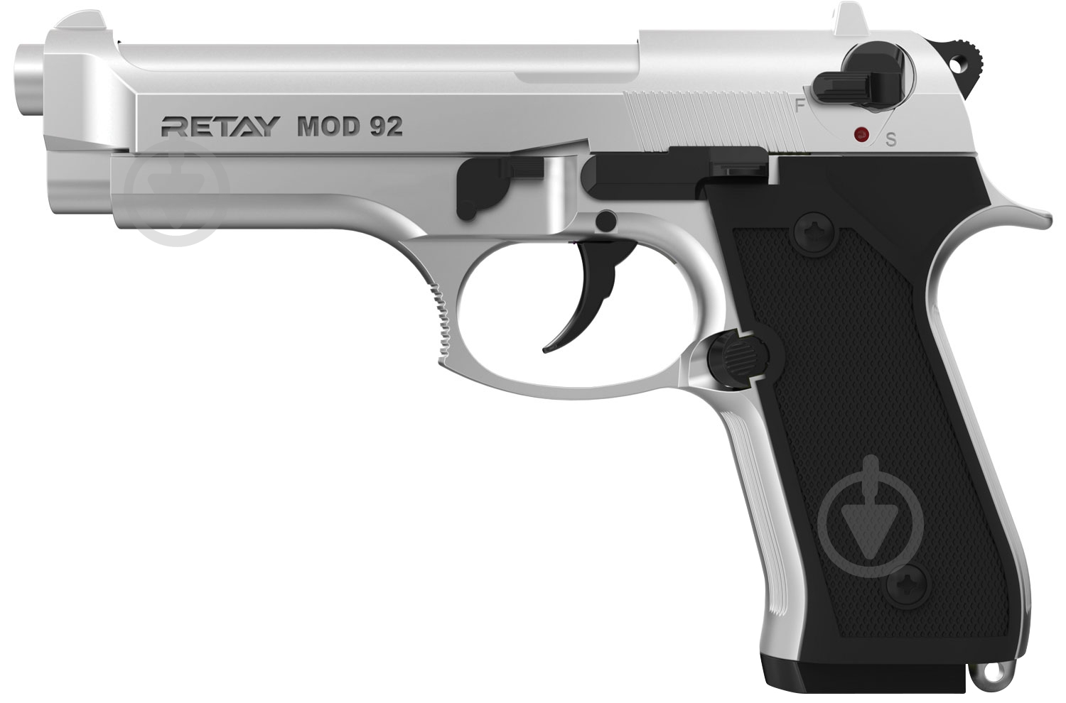 Пістолет стартовий Retay Mod.92 9 мм chrome - фото 1 Пістолет стартовий Retay Mod.92 9 мм chrome - фото 1