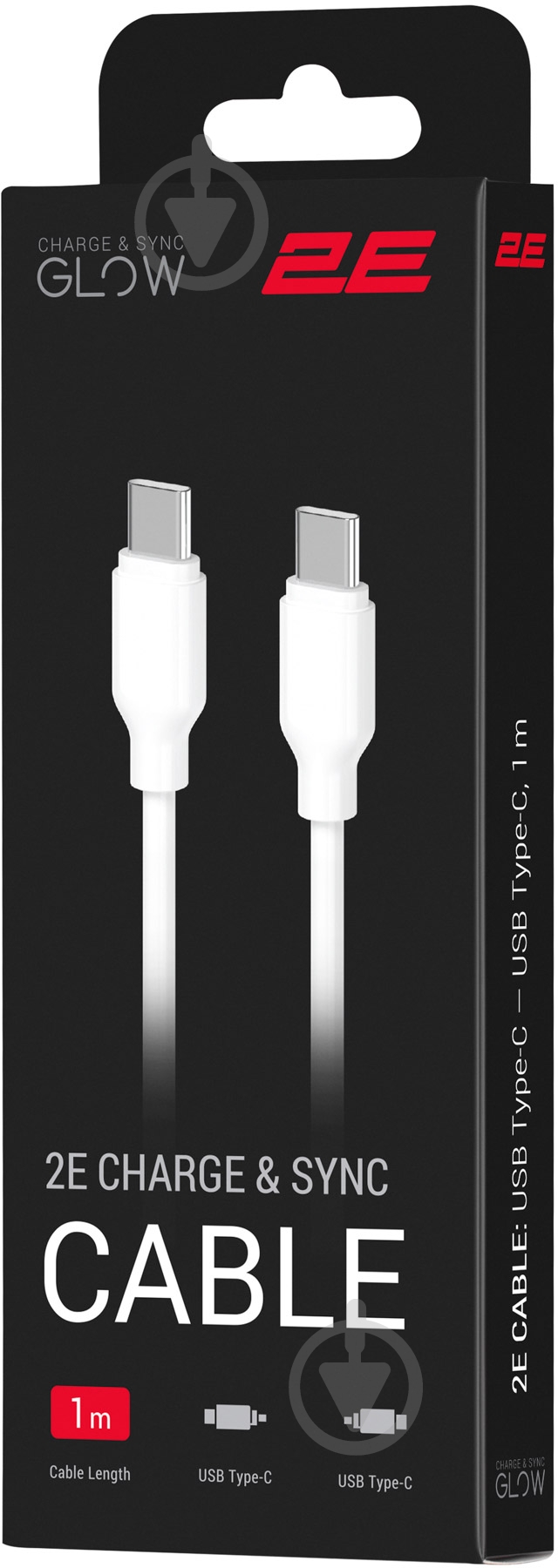 Кабель 2E USB-C — USB-C Glow 60W 1 м белый (2E-CCCC-WH) - фото 4 Кабель 2E USB-C — USB-C Glow 60W 1 м белый (2E-CCCC-WH) - фото 4