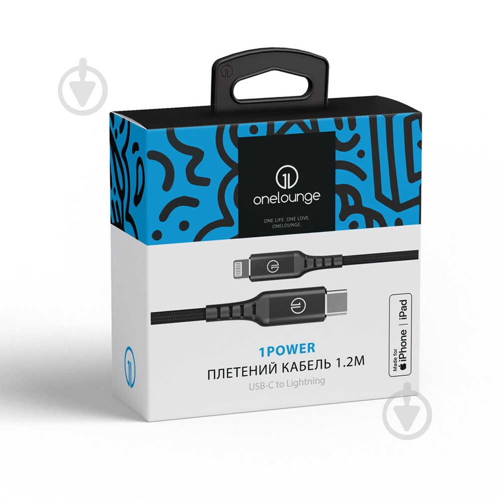 Кабель OneLounge 1Power MFi USB-C to Lightning 1,2 м black (14046) - фото 8 Кабель OneLounge 1Power MFi USB-C to Lightning 1,2 м black (14046) - фото 8