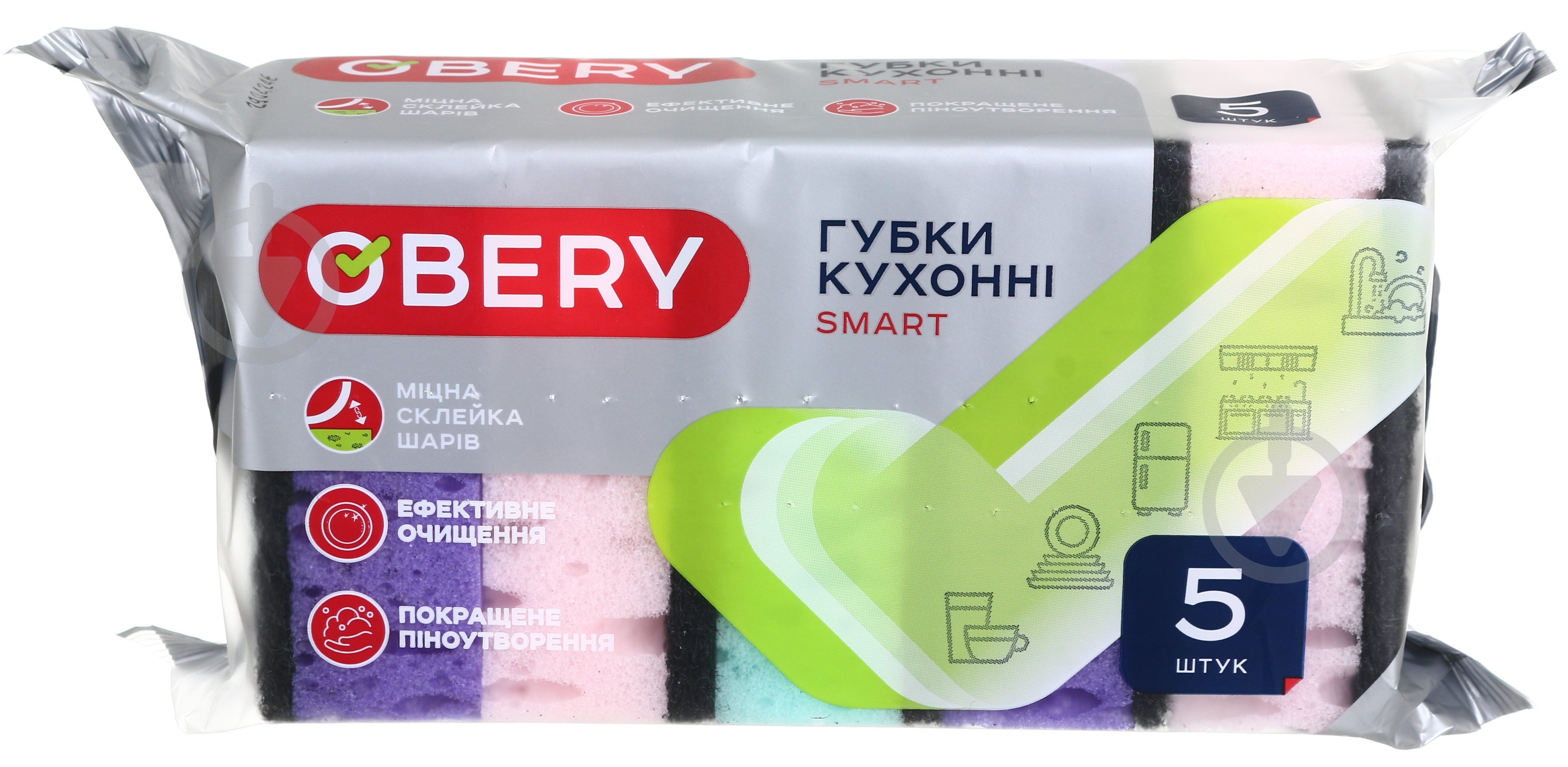 Губка для кухні OBERY SMART мульті 5 шт. - фото 2