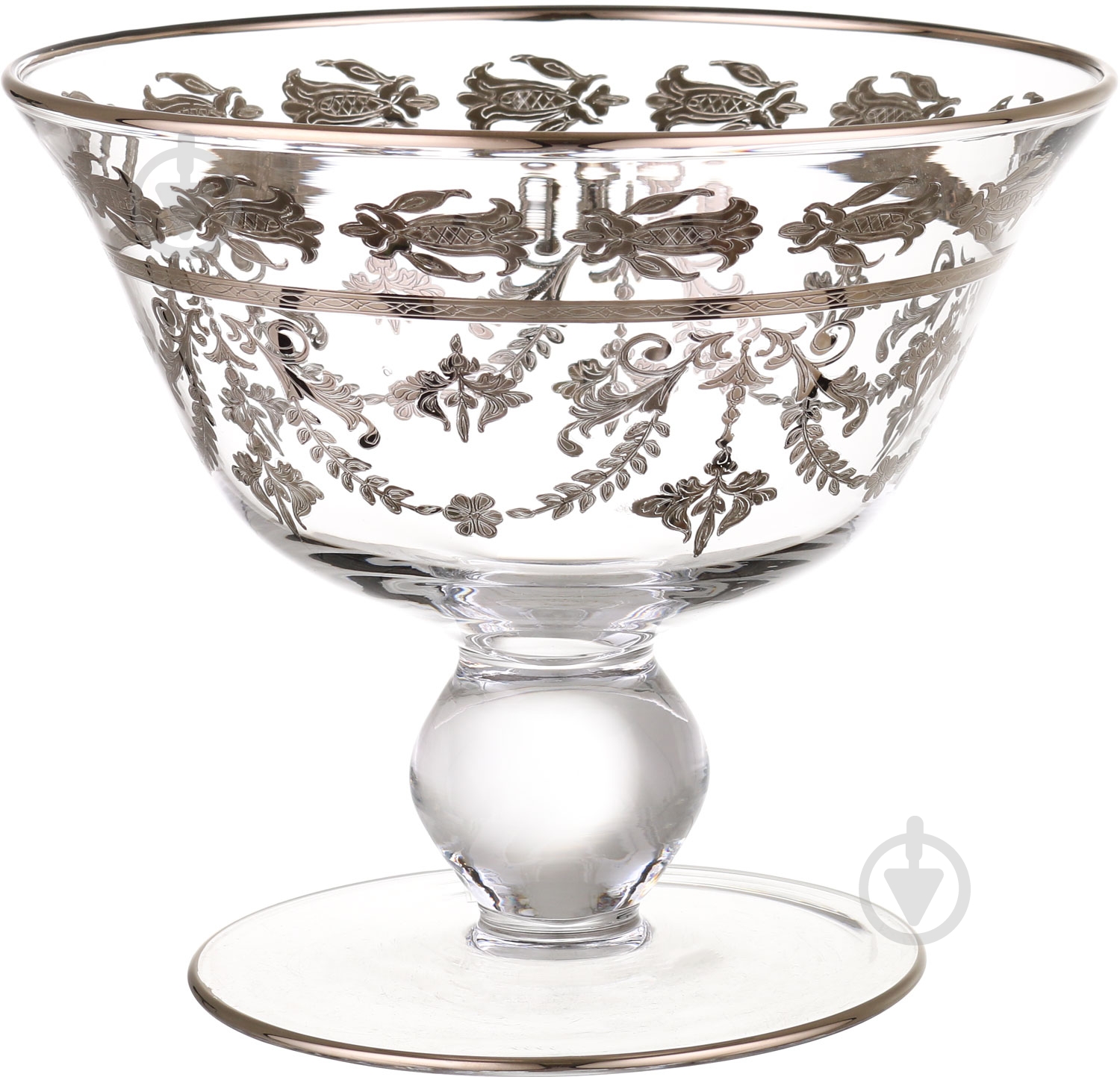 Ваза стеклянная Combi декорированное 21х18 см платина 18 см прозрачная G393P-BOWL - фото 1