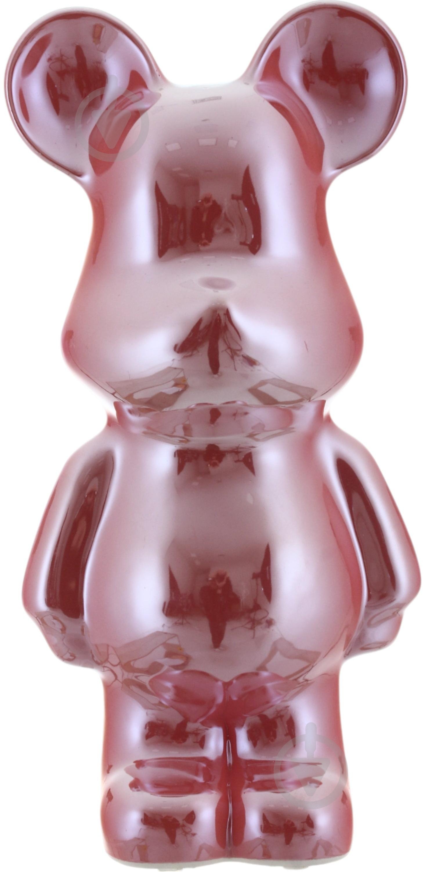 Статуетка керамічна ведмедик - Тедді 8,5х26,5х12,5 см рожевий - фото 1