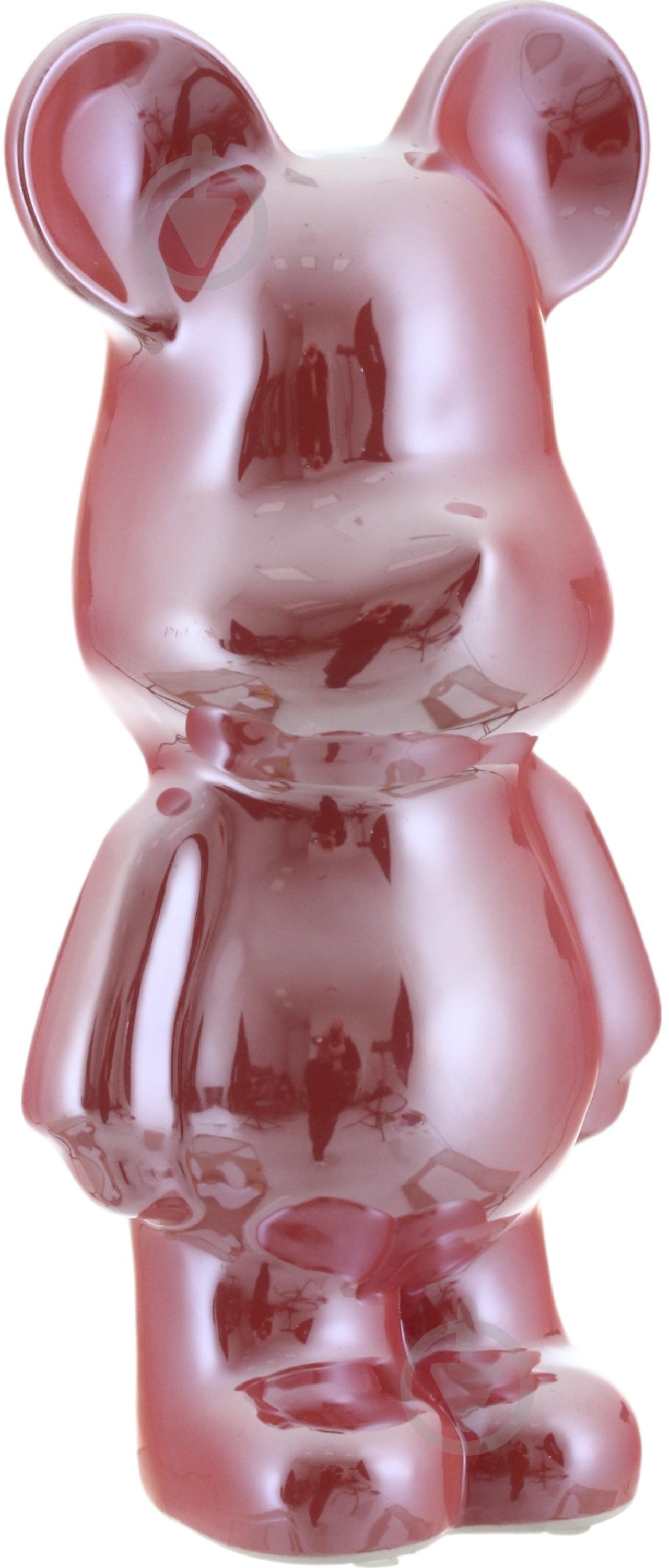 Статуетка керамічна ведмедик - Тедді 8,5х26,5х12,5 см рожевий - фото 2