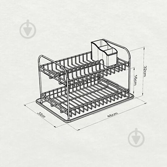 Сушилка для посуды Tekno-Tel двухуровневая черная КВ007 - фото 2 Сушилка для посуды Tekno-Tel двухуровневая черная КВ007 - фото 2