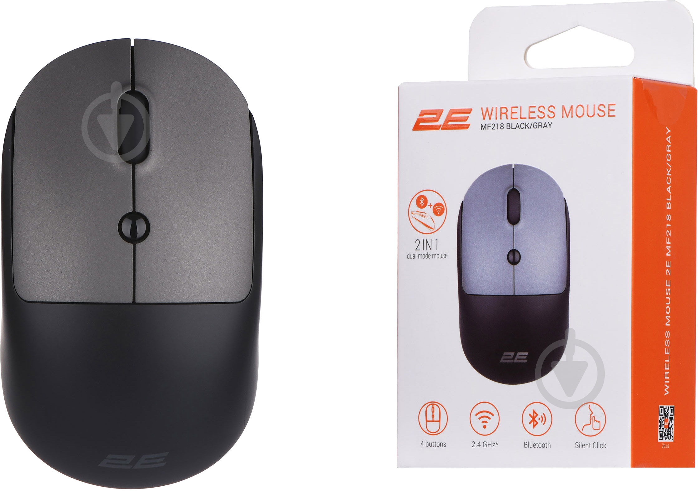 Мышка беспроводная 2E MF218 Silent WL BT black/grey (2E-MF218WBG) - фото 7 Мышка беспроводная 2E MF218 Silent WL BT black/grey (2E-MF218WBG) - фото 7