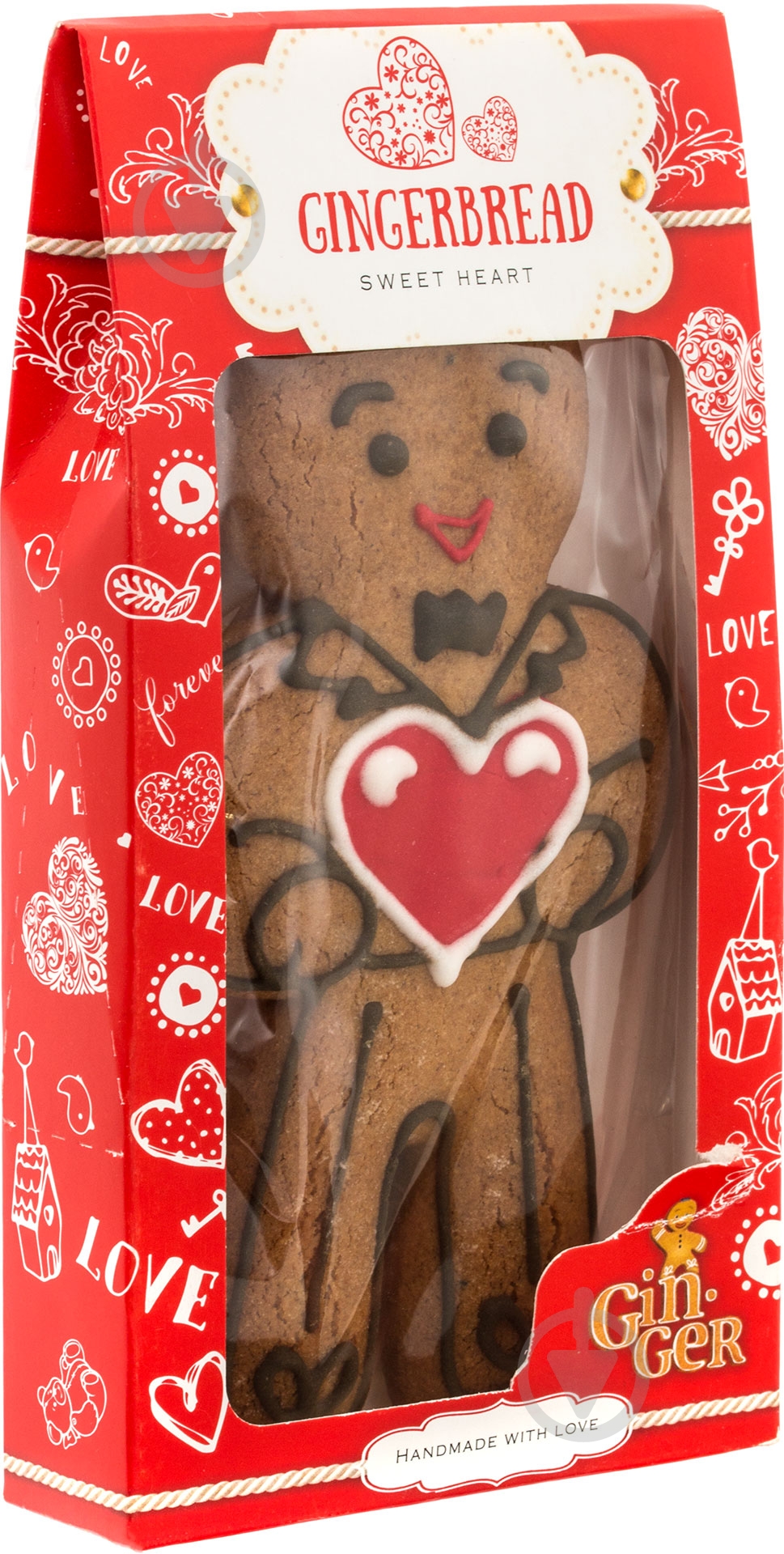 Пряник Джинджер Мальчик с сердцем 80 г (4820156880129) - фото 1
