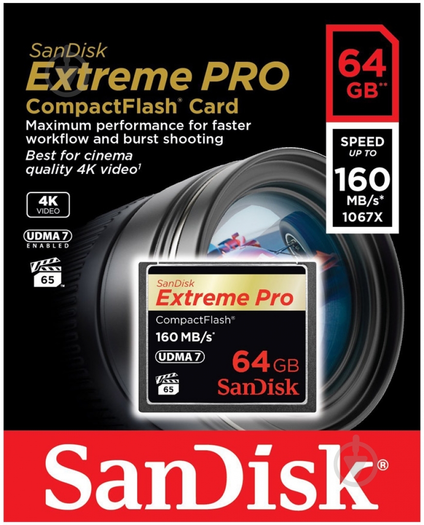 Карта памяти SanDisk Compact Flash 64GB (SDCFXPS-064G-X46) - фото 3