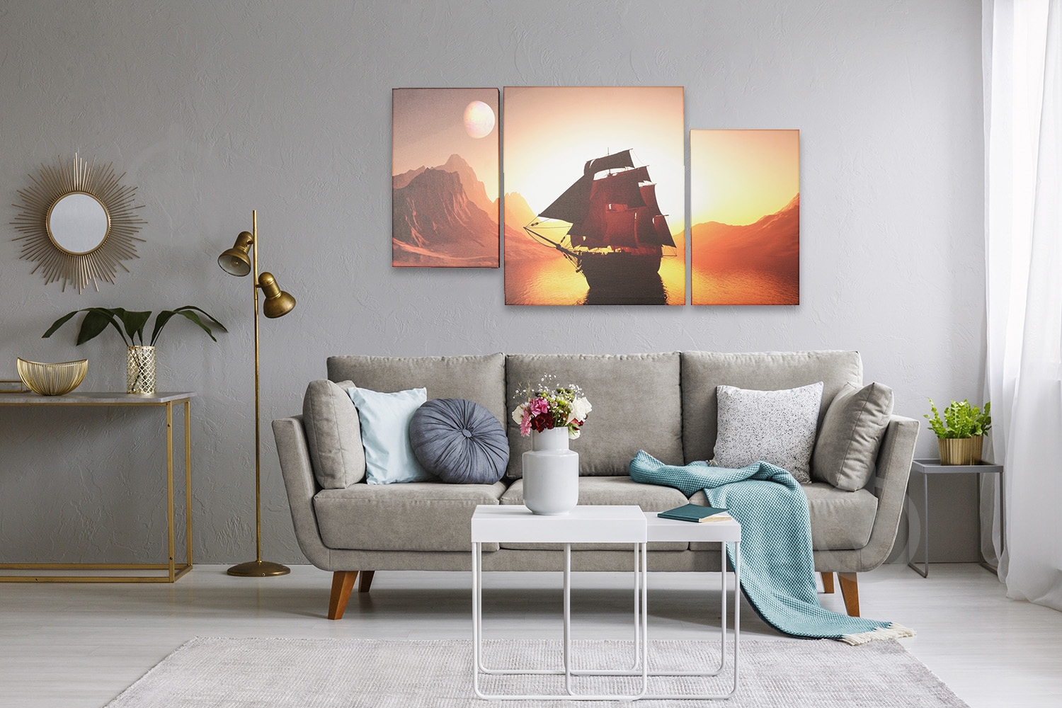 Картина модульная 3 части Корабль в море МК098 50x90 см MK098 - фото 3