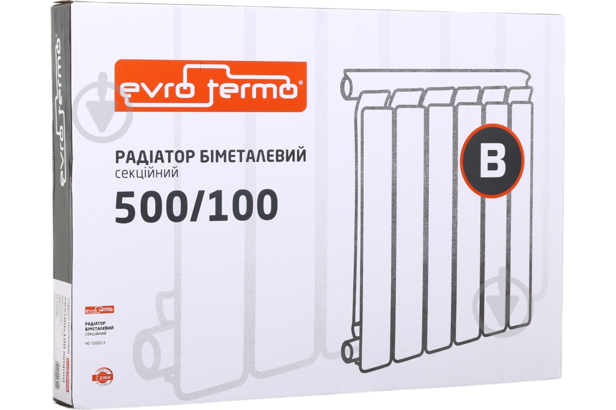 Радіатор біметалевий Evro-Termo 500/100 565x80x100 мм - фото 4