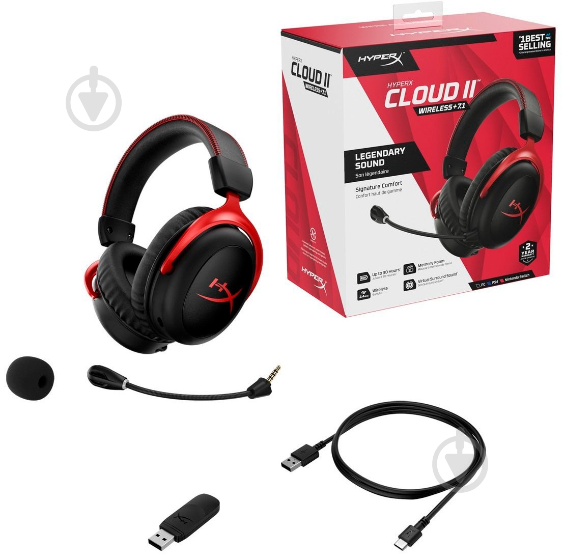 Наушники HyperX Cloud II Wireless black (4P5K4AA) - фото 7