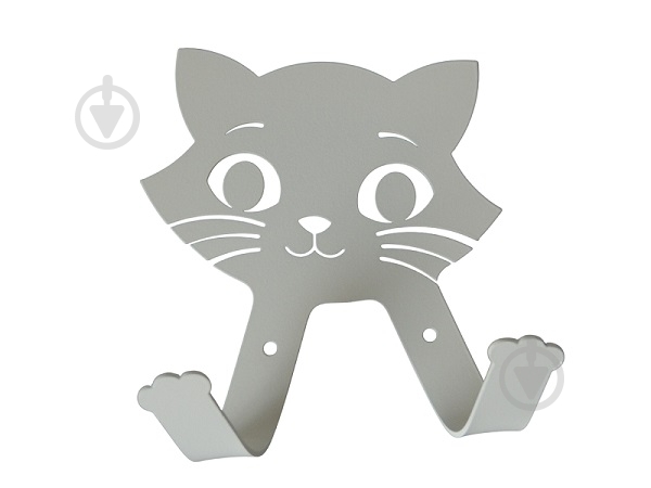 Вешалка декоративная Котик на 2 крючка белый - фото 1