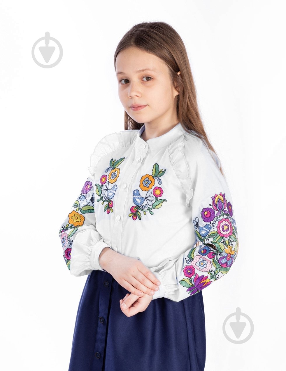 Вышиванка для девочек Эдельвика 49-23/00 р.104 белый - фото 1