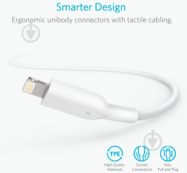 Кабель Anker USB – Apple Lightning 3 м white (A8434H21) V2 PowerLine II - фото 7 Кабель Anker USB – Apple Lightning 3 м white (A8434H21) V2 PowerLine II - фото 7