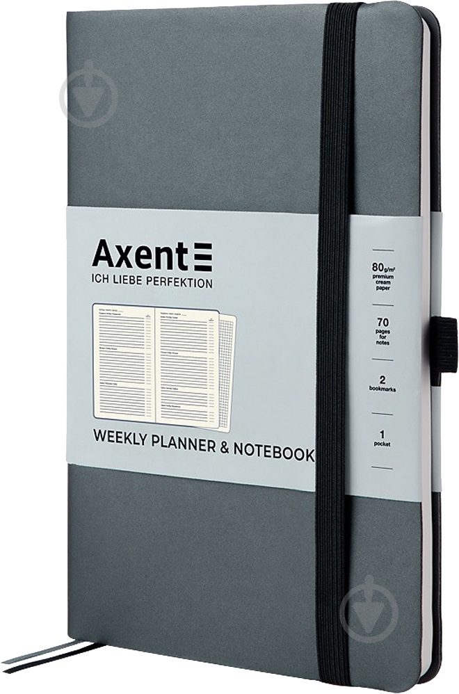 Дневник недатированный серый клетка Axent Partner Soft A5 8601-21-03-a - фото 2